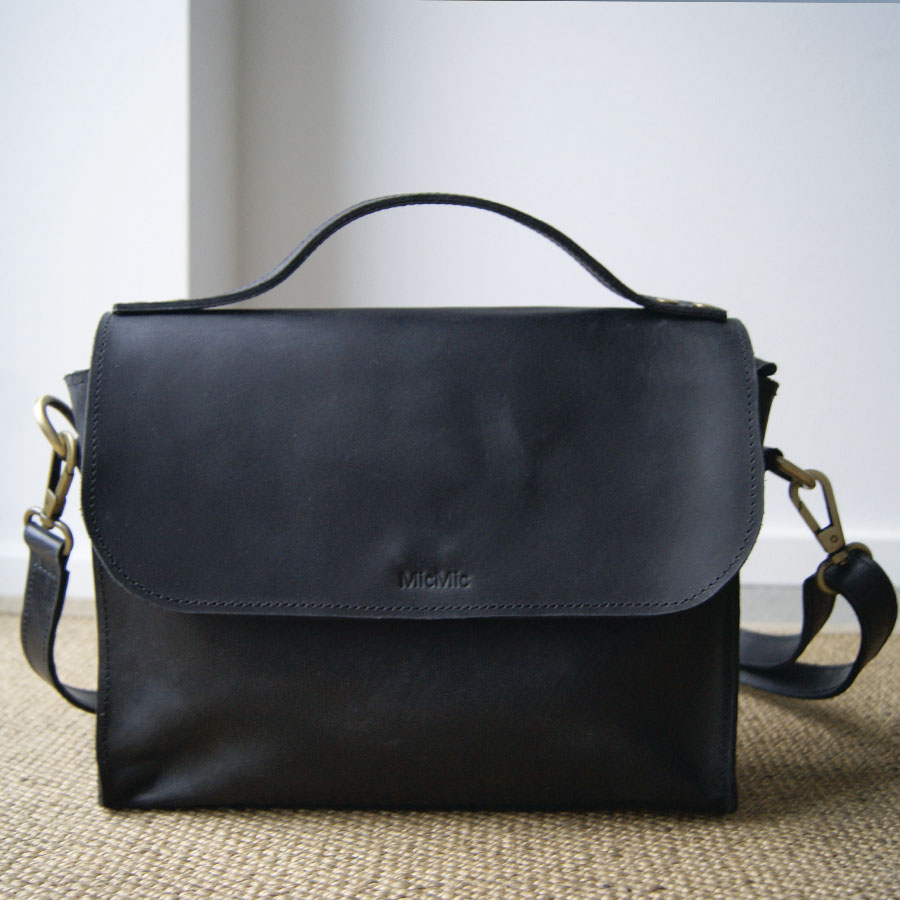 Billede af Crossover taske i sort læder, Boro bag