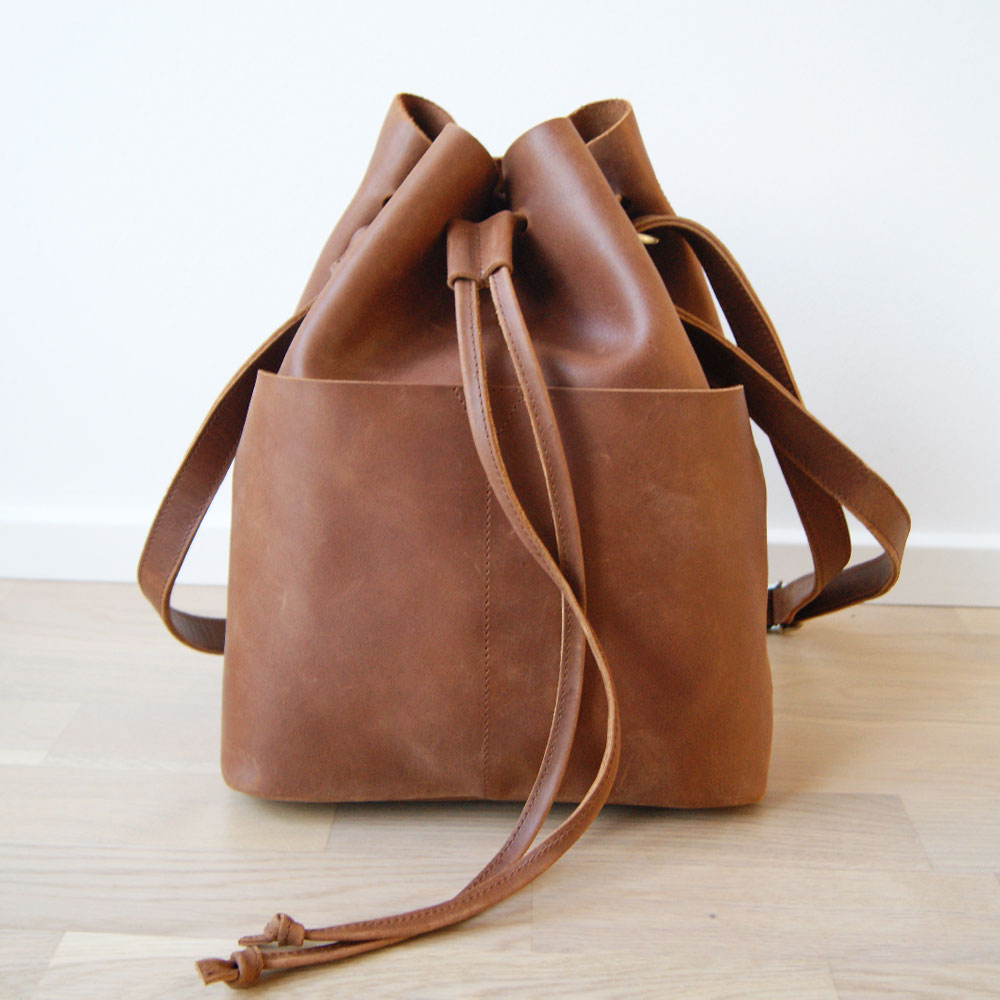 2: Strikketaske / crossover taske i læder, Kandy i brun