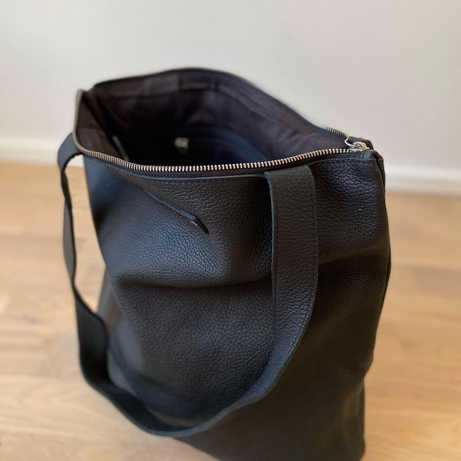 Billede af Shopper taske i læder, sort Mabul